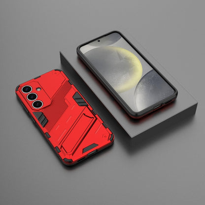 For Samsung Galaxy S25 5G Punk Armor 2 in 1 PC + TPU Shockproof Phone Case with Invisible Holder(Red) - Galaxy S25 5G Cases by PMC Jewellery | Online Shopping South Africa | PMC Jewellery | Buy Now Pay Later Mobicred