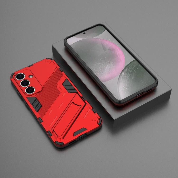 For Samsung Galaxy S25+ 5G Punk Armor 2 in 1 PC + TPU Shockproof Phone Case with Invisible Holder(Light Red) - Galaxy S25+ 5G Cases by PMC Jewellery | Online Shopping South Africa | PMC Jewellery | Buy Now Pay Later Mobicred