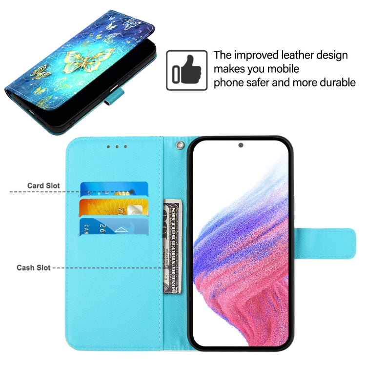 For Blackview A53 3D Painting Horizontal Flip Leather Phone Case(Golden Butterfly) - More Brand by PMC TechLife | Online Shopping South Africa | PMC TechLife | Buy Now Pay Later Mobicred