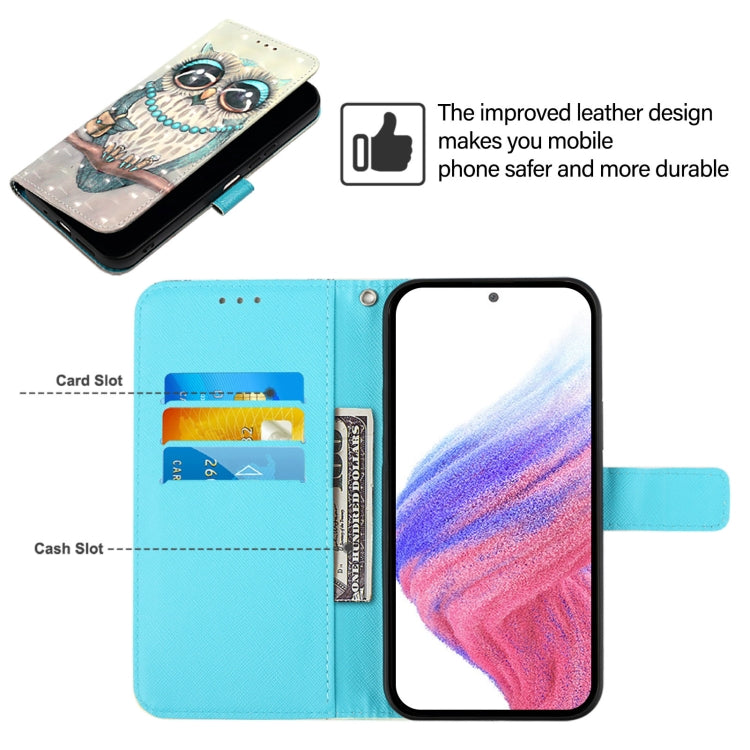 For Blackview Shark 8 3D Painting Horizontal Flip Leather Phone Case(Grey Owl) - More Brand by PMC TechLife | Online Shopping South Africa | PMC TechLife | Buy Now Pay Later Mobicred