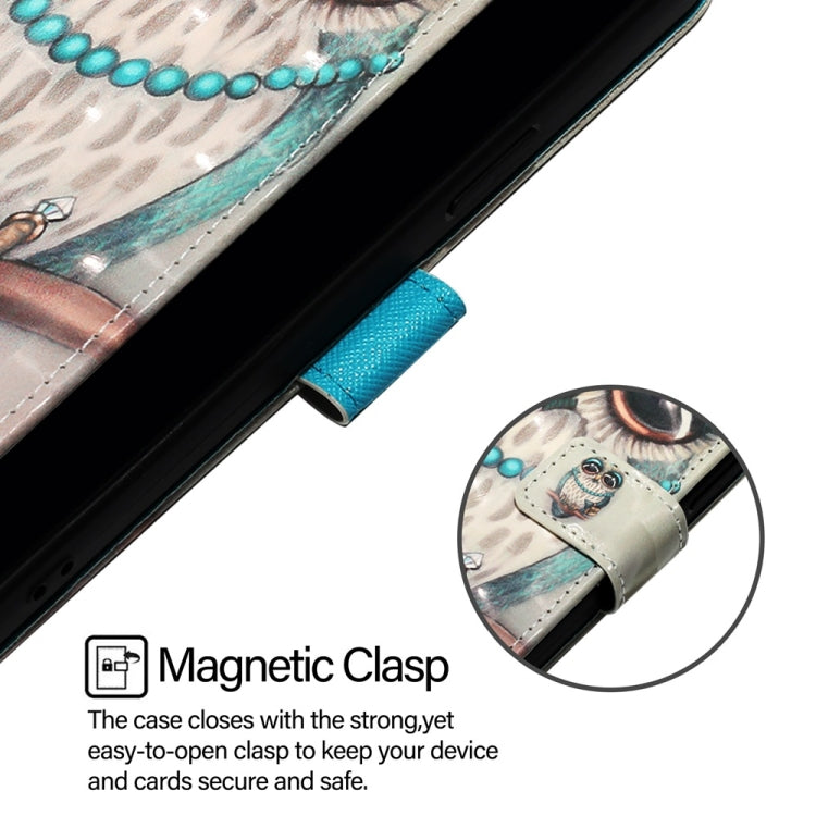For Blackview Wave 6C 3D Painting Horizontal Flip Leather Phone Case(Grey Owl) - More Brand by PMC TechLife | Online Shopping South Africa | PMC TechLife | Buy Now Pay Later Mobicred