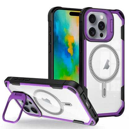 For iPhone 16 Pro Transparent Acrylic MagSafe Lens Holder Phone Case(Purple) - iPhone 16 Pro Cases by PMC Jewellery | Online Shopping South Africa | PMC Jewellery | Buy Now Pay Later Mobicred