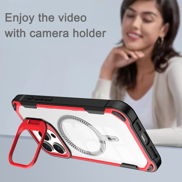 For iPhone 16 Plus Transparent Acrylic MagSafe Lens Holder Phone Case(Pink) - iPhone 16 Plus Cases by PMC TechLife | Online Shopping South Africa | PMC TechLife | Buy Now Pay Later Mobicred