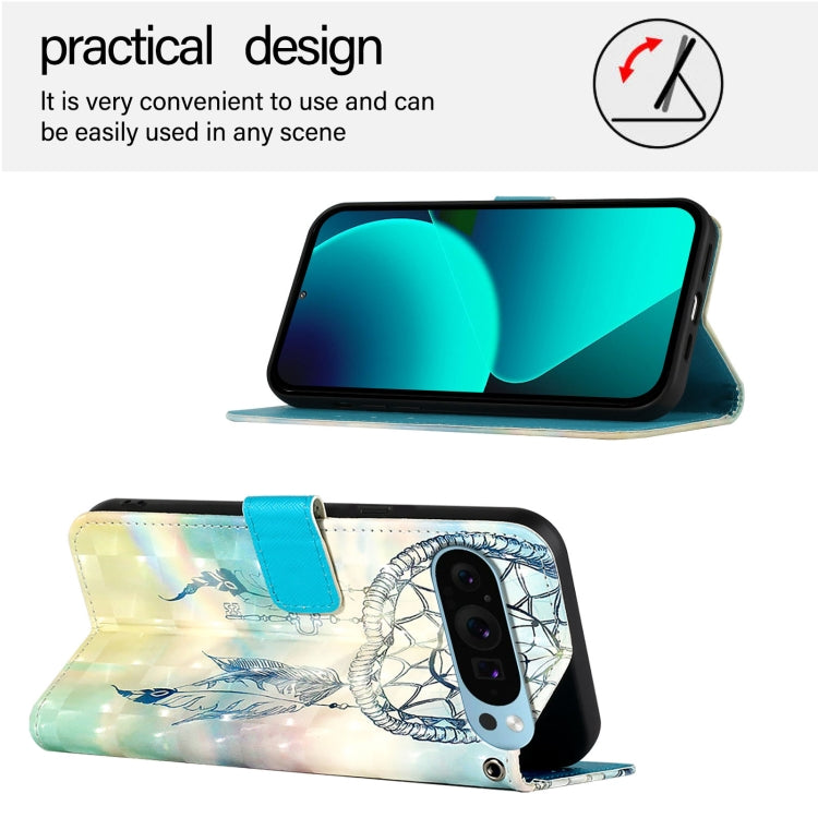 For Google Pixel 9 / 9 Pro 3D Painting Horizontal Flip Leather Phone Case(Dream Wind Chimes) - Google Cases by PMC TechLife | Online Shopping South Africa | PMC TechLife | Buy Now Pay Later Mobicred