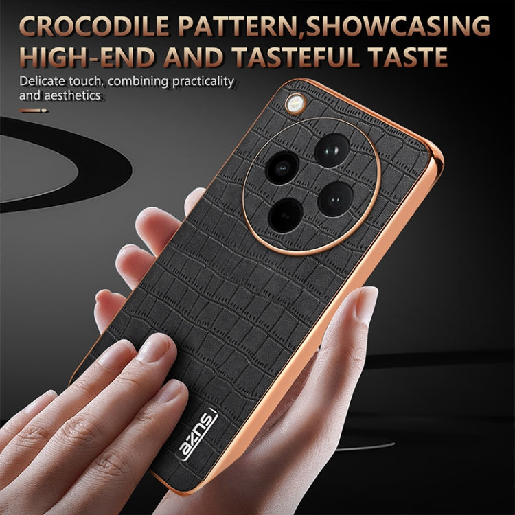 For OPPO Find X8 AZNS Electroplated Frame Crocodile Texture Full Coverage Phone Case(Black) - Find X8 Cases by AZNS | Online Shopping South Africa | PMC Jewellery | Buy Now Pay Later Mobicred