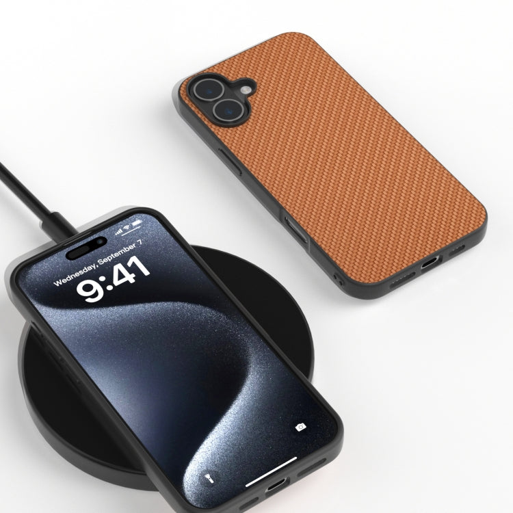 For iPhone 16 Carbon Fiber Texture Protective Phone Case(Light Brown) - iPhone 16 Cases by PMC TechLife | Online Shopping South Africa | PMC TechLife | Buy Now Pay Later Mobicred