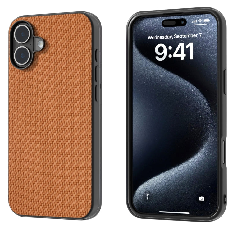 For iPhone 16 Plus Carbon Fiber Texture Protective Phone Case(Light Brown) - iPhone 16 Plus Cases by PMC Jewellery | Online Shopping South Africa | PMC Jewellery | Buy Now Pay Later Mobicred