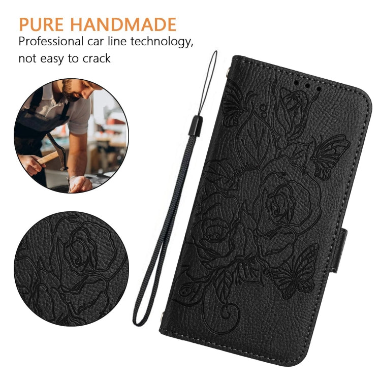 For Huawei Pura 70 Pro Embossed Rose RFID Anti-theft Leather Phone Case(Black) - Huawei Cases by PMC Jewellery | Online Shopping South Africa | PMC Jewellery | Buy Now Pay Later Mobicred