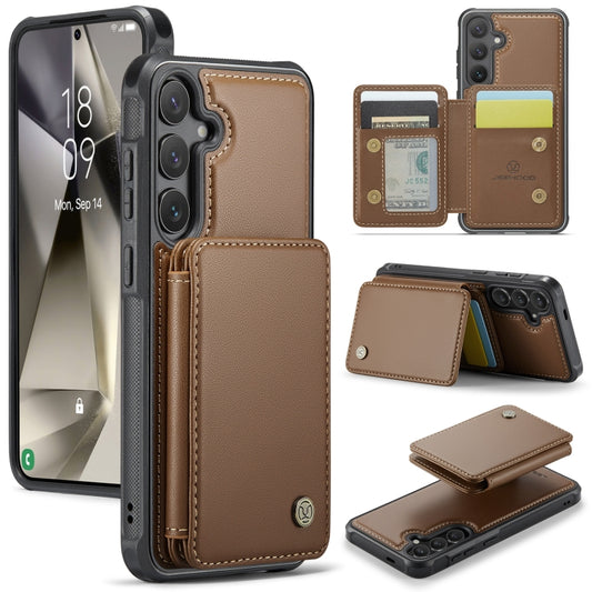 For Samsung Galaxy S24 5G JEEHOOD J05 Business Magnetic Style RFID Leather Phone Case(Brown) - Galaxy S24 5G Cases by JEEHOOD | Online Shopping South Africa | PMC Jewellery | Buy Now Pay Later Mobicred