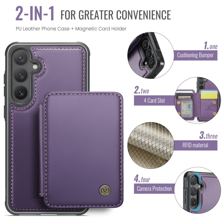 For Samsung Galaxy S24 FE 5G JEEHOOD J05 Business Magnetic Style RFID Leather Phone Case(Purple) - Galaxy S24 FE 5G Cases by JEEHOOD | Online Shopping South Africa | PMC Jewellery | Buy Now Pay Later Mobicred