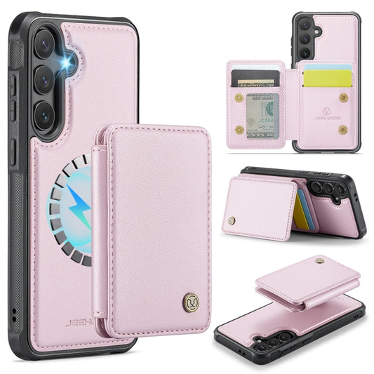 For Samsung Galaxy S24 FE 5G JEEHOOD J05 Business Magnetic Style RFID Leather Phone Case(Pink) - Galaxy S24 FE 5G Cases by JEEHOOD | Online Shopping South Africa | PMC Jewellery | Buy Now Pay Later Mobicred