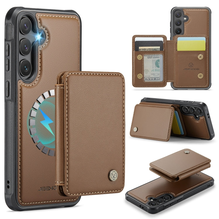 For Samsung Galaxy S24 FE 5G JEEHOOD J05 Business Magnetic Style RFID Leather Phone Case(Brown) - Galaxy S24 FE 5G Cases by JEEHOOD | Online Shopping South Africa | PMC Jewellery | Buy Now Pay Later Mobicred