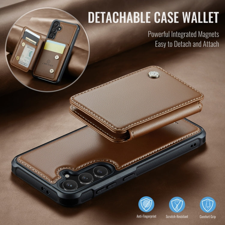 For Samsung Galaxy S24 FE 5G JEEHOOD J05 Business Magnetic Style RFID Leather Phone Case(Brown) - Galaxy S24 FE 5G Cases by JEEHOOD | Online Shopping South Africa | PMC Jewellery | Buy Now Pay Later Mobicred