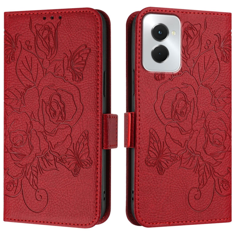 For Motorola Moto G Power 5G 2024 Embossed Rose RFID Anti-theft Leather Phone Case(Red) - Motorola Cases by PMC Jewellery | Online Shopping South Africa | PMC Jewellery | Buy Now Pay Later Mobicred