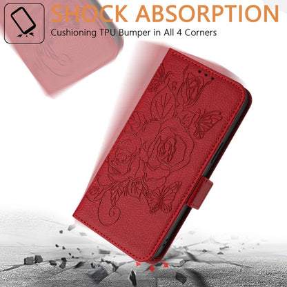 For Motorola Moto G Power 5G 2024 Embossed Rose RFID Anti-theft Leather Phone Case(Red) - Motorola Cases by PMC Jewellery | Online Shopping South Africa | PMC Jewellery | Buy Now Pay Later Mobicred