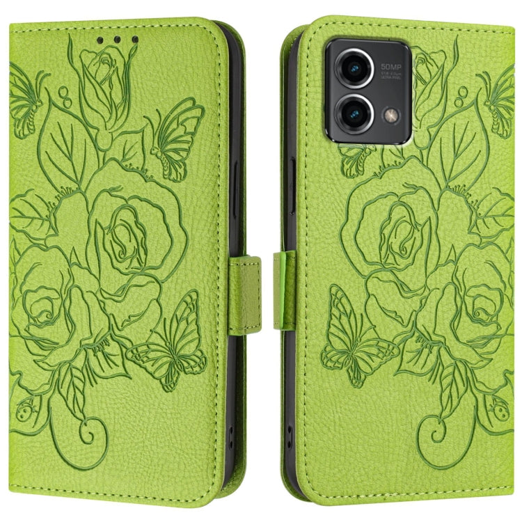 For Motorola Moto G Stylus 5G 2024 Embossed Rose RFID Anti-theft Leather Phone Case(Green) - Motorola Cases by PMC Jewellery | Online Shopping South Africa | PMC Jewellery | Buy Now Pay Later Mobicred