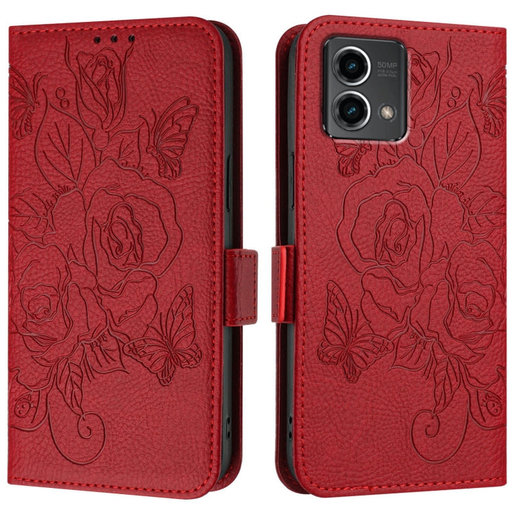 For Motorola Moto G Stylus 5G 2024 Embossed Rose RFID Anti-theft Leather Phone Case(Red) - Motorola Cases by PMC Jewellery | Online Shopping South Africa | PMC Jewellery | Buy Now Pay Later Mobicred