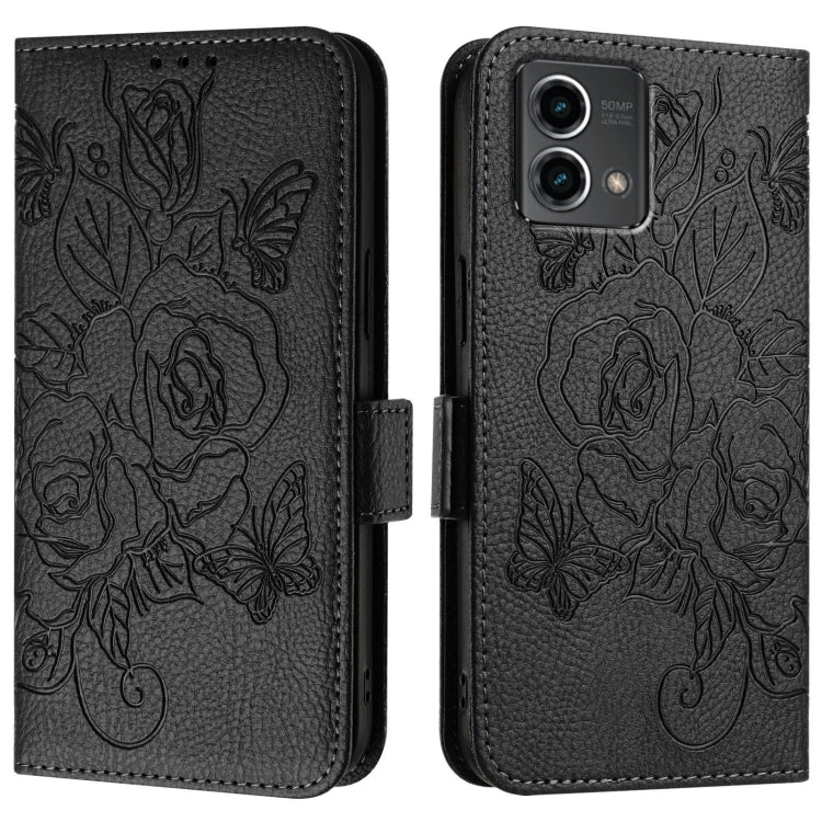 For Motorola Moto G Stylus 5G 2024 Embossed Rose RFID Anti-theft Leather Phone Case(Black) - Motorola Cases by PMC Jewellery | Online Shopping South Africa | PMC Jewellery | Buy Now Pay Later Mobicred