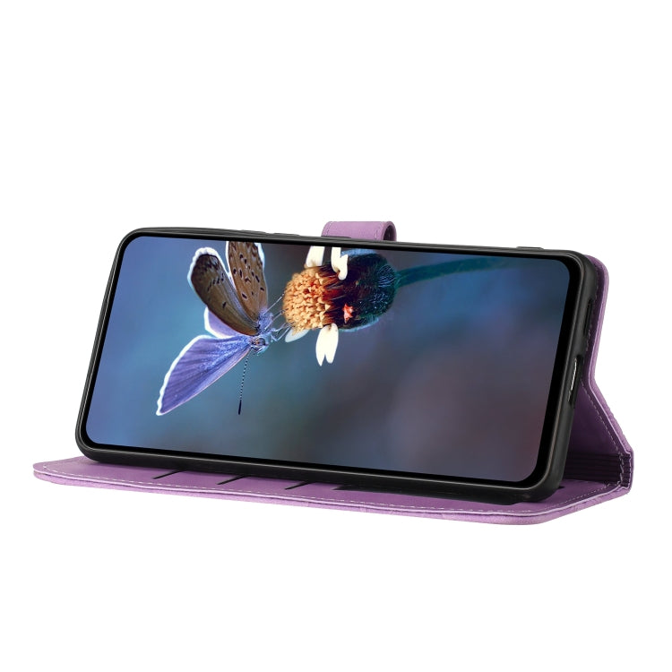 For Samsung Galaxy S25 5G Flower Embossing Pattern Leather Phone Case(Purple) - Galaxy S25 5G Cases by PMC Jewellery | Online Shopping South Africa | PMC Jewellery | Buy Now Pay Later Mobicred