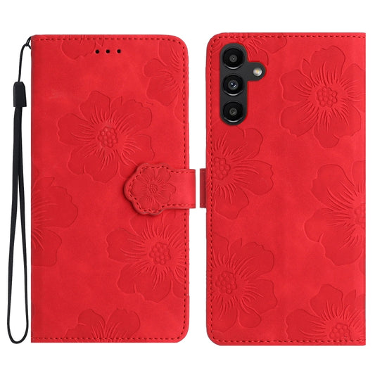 For Samsung Galaxy S25+ 5G Flower Embossing Pattern Leather Phone Case(Red) - Galaxy S25+ 5G Cases by PMC Jewellery | Online Shopping South Africa | PMC Jewellery | Buy Now Pay Later Mobicred