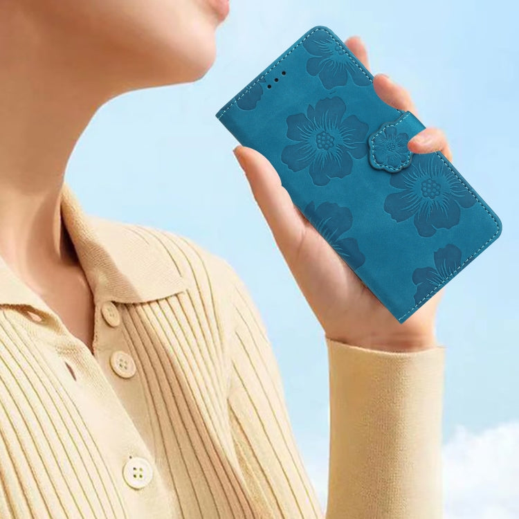 For Samsung Galaxy S25 Ultra 5G Flower Embossing Pattern Leather Phone Case(Blue) - Galaxy S25 Ultra 5G Cases by PMC Jewellery | Online Shopping South Africa | PMC Jewellery | Buy Now Pay Later Mobicred