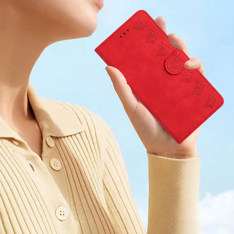 For Samsung Galaxy S25 5G Seven Butterflies Embossed Leather Phone Case(Red) - Galaxy S25 5G Cases by PMC Jewellery | Online Shopping South Africa | PMC Jewellery | Buy Now Pay Later Mobicred