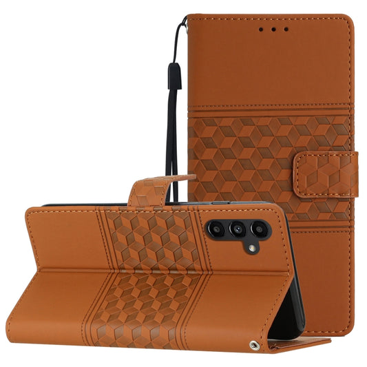 For Samsung Galaxy S25+ 5G Diamond Embossed Skin Feel Leather Phone Case(Brown) - Galaxy S25+ 5G Cases by PMC Jewellery | Online Shopping South Africa | PMC Jewellery | Buy Now Pay Later Mobicred