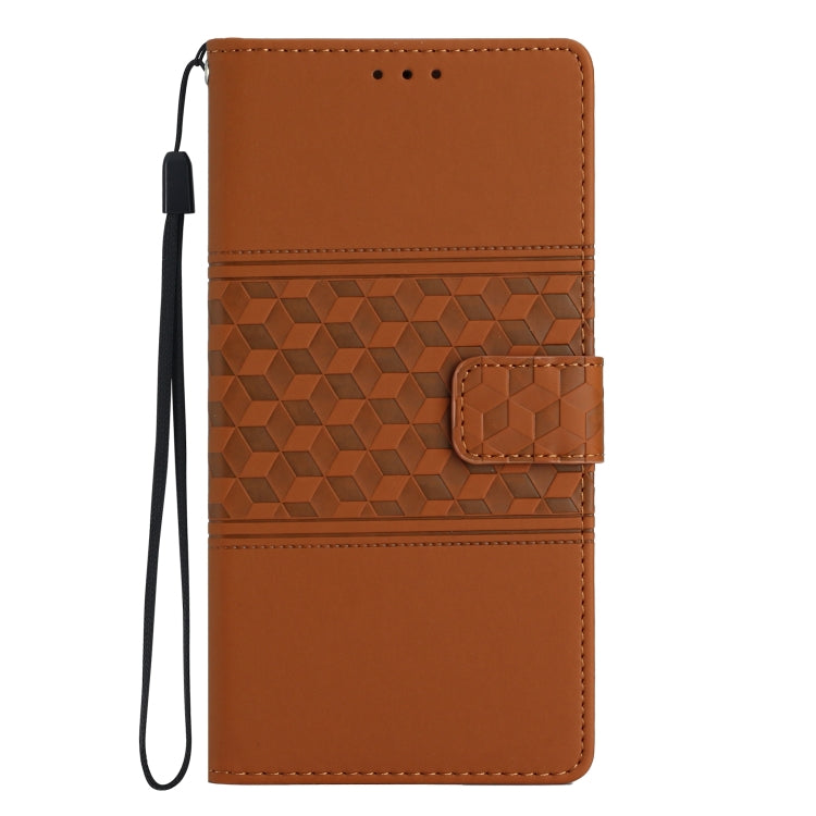 For Samsung Galaxy S25+ 5G Diamond Embossed Skin Feel Leather Phone Case(Brown) - Galaxy S25+ 5G Cases by PMC Jewellery | Online Shopping South Africa | PMC Jewellery | Buy Now Pay Later Mobicred