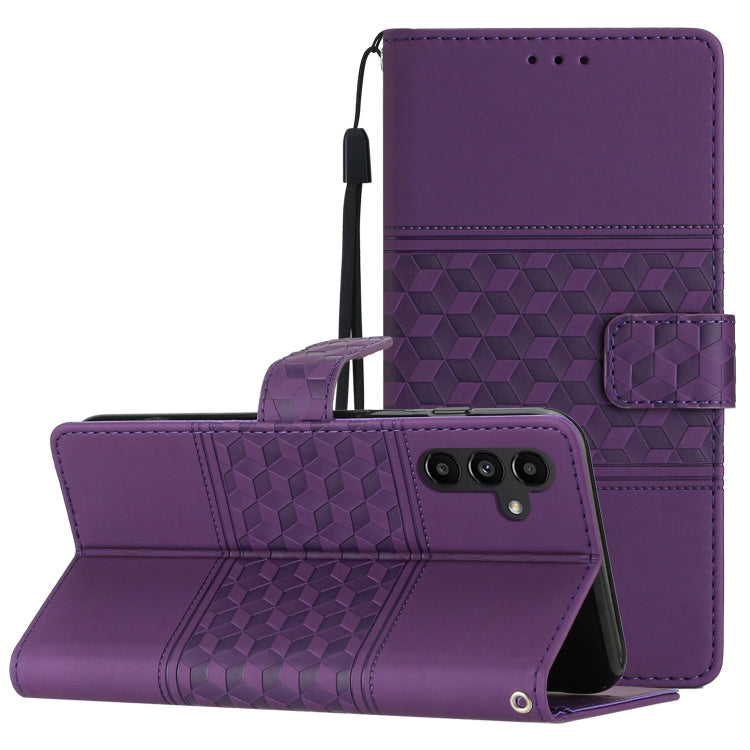 For Samsung Galaxy S25+ 5G Diamond Embossed Skin Feel Leather Phone Case(Purple) - Galaxy S25+ 5G Cases by PMC Jewellery | Online Shopping South Africa | PMC Jewellery | Buy Now Pay Later Mobicred