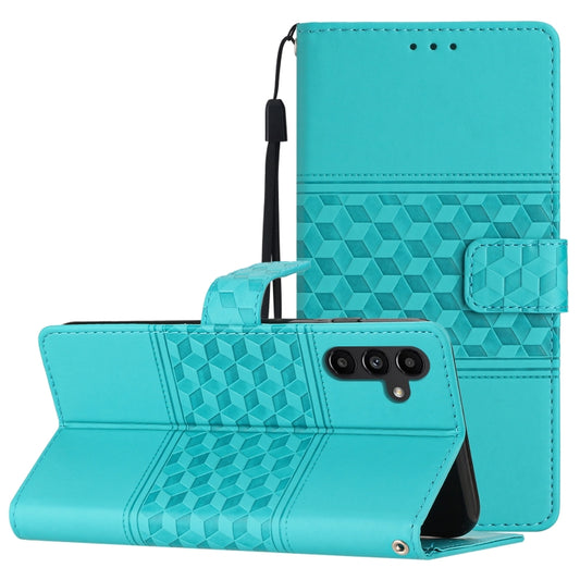 For Samsung Galaxy S25+ 5G Diamond Embossed Skin Feel Leather Phone Case(Blue) - Galaxy S25+ 5G Cases by PMC Jewellery | Online Shopping South Africa | PMC Jewellery | Buy Now Pay Later Mobicred