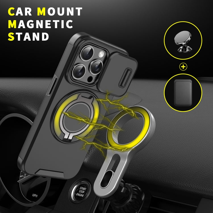 For iPhone 16 Sliding Camshield Ring Holder Phone Case(Black) - iPhone 16 Cases by PMC TechLife | Online Shopping South Africa | PMC TechLife | Buy Now Pay Later Mobicred