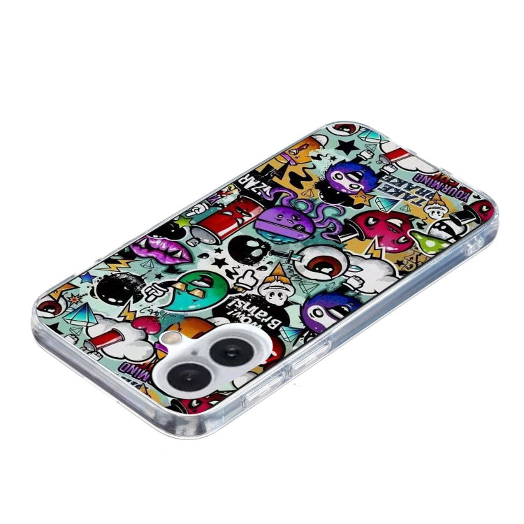 For iPhone 16 Plus Colored Drawing Pattern TPU Phone Case(Graffiti) - iPhone 16 Plus Cases by PMC TechLife | Online Shopping South Africa | PMC TechLife | Buy Now Pay Later Mobicred