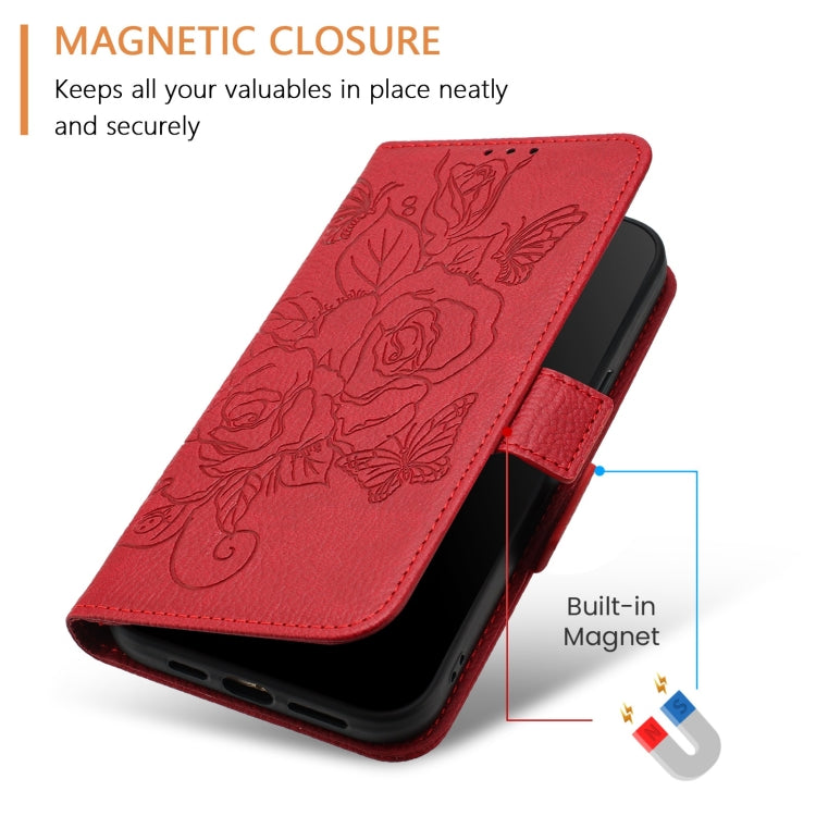 For Redmi K70 Ultra 5G Global Embossed Rose RFID Anti-theft Leather Phone Case(Red) - Xiaomi Cases by PMC Jewellery | Online Shopping South Africa | PMC Jewellery | Buy Now Pay Later Mobicred