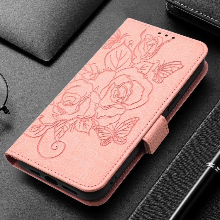 For Redmi K70 Ultra 5G Global Embossed Rose RFID Anti-theft Leather Phone Case(Pink) - Xiaomi Cases by PMC Jewellery | Online Shopping South Africa | PMC Jewellery | Buy Now Pay Later Mobicred