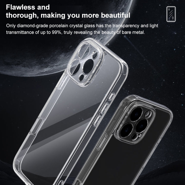 For iPhone 16 Four Corner Airbag Transparent Glass Phone Case - iPhone 16 Cases by PMC Jewellery | Online Shopping South Africa | PMC Jewellery | Buy Now Pay Later Mobicred