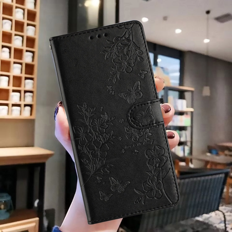 For iPhone 16 Butterflies and Flowers Leather Phone Case(Black) - iPhone 16 Cases by PMC TechLife | Online Shopping South Africa | PMC TechLife | Buy Now Pay Later Mobicred