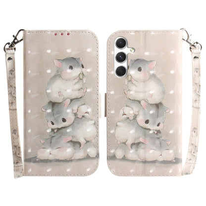 For Samsung Galaxy S25 5G 3D Colored Horizontal Flip Leather Phone Case(Squirrels) - Galaxy S25 5G Cases by PMC Jewellery | Online Shopping South Africa | PMC Jewellery | Buy Now Pay Later Mobicred