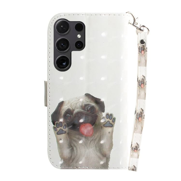 For Samsung Galaxy S25 Ultra 5G 3D Colored Horizontal Flip Leather Phone Case(Pug) - Galaxy S25 Ultra 5G Cases by PMC Jewellery | Online Shopping South Africa | PMC Jewellery | Buy Now Pay Later Mobicred