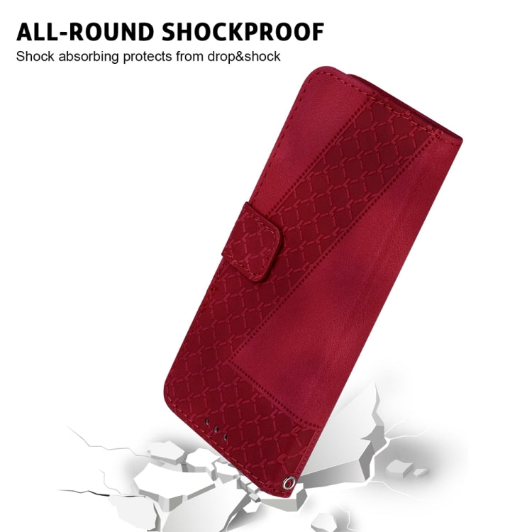For Samsung Galaxy S25 5G Seven-shaped Embossed Leather Phone Case(Red) - Galaxy S25 5G Cases by PMC Jewellery | Online Shopping South Africa | PMC Jewellery | Buy Now Pay Later Mobicred