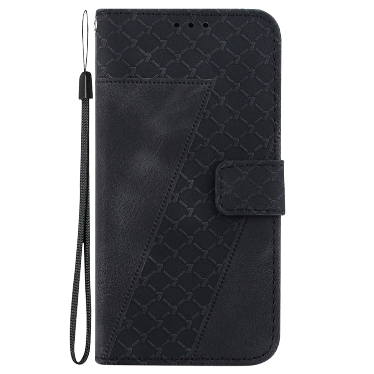 For Samsung Galaxy S25 5G Seven-shaped Embossed Leather Phone Case(Black) - Galaxy S25 5G Cases by PMC Jewellery | Online Shopping South Africa | PMC Jewellery | Buy Now Pay Later Mobicred