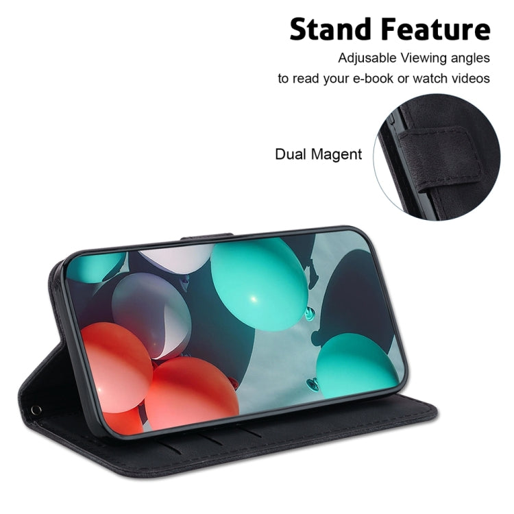 For Samsung Galaxy S25 5G Seven-shaped Embossed Leather Phone Case(Black) - Galaxy S25 5G Cases by PMC Jewellery | Online Shopping South Africa | PMC Jewellery | Buy Now Pay Later Mobicred