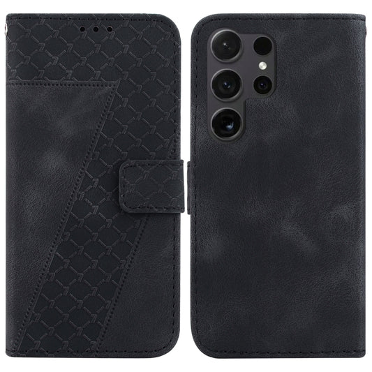 For Samsung Galaxy S25 Ultra 5G Seven-shaped Embossed Leather Phone Case(Black) - Galaxy S25 Ultra 5G Cases by PMC Jewellery | Online Shopping South Africa | PMC Jewellery | Buy Now Pay Later Mobicred