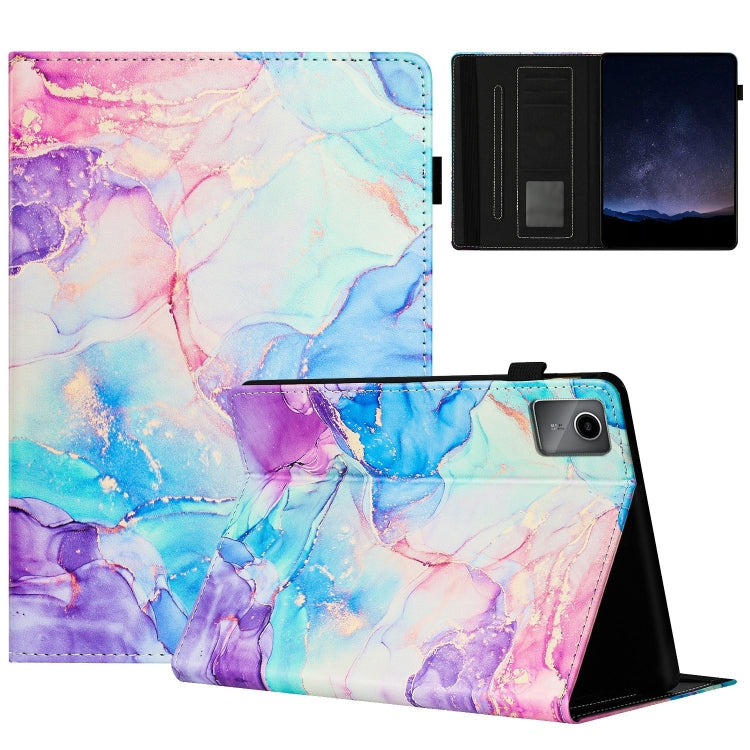 For Lenovo Tab M11/ Xiaoxin Pad 11 2024 Marble Litchi Leather Smart Tablet Case(Purple Blue) - Lenovo by PMC Jewellery | Online Shopping South Africa | PMC Jewellery | Buy Now Pay Later Mobicred