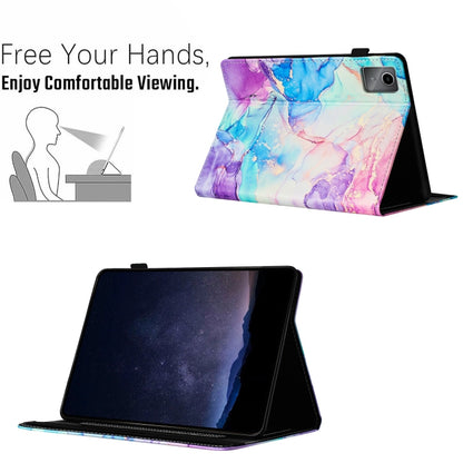 For Lenovo Tab M11/ Xiaoxin Pad 11 2024 Marble Litchi Leather Smart Tablet Case(Purple Blue) - Lenovo by PMC Jewellery | Online Shopping South Africa | PMC Jewellery | Buy Now Pay Later Mobicred