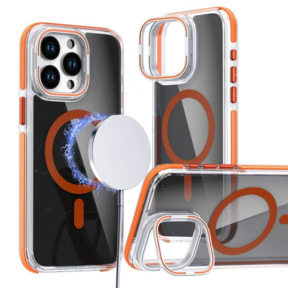 For iPhone 16 Pro Max Magsafe Dual-Color Transparent Black Lens Holder Phone Case(Orange) - iPhone 16 Pro Max Cases by PMC Jewellery | Online Shopping South Africa | PMC Jewellery | Buy Now Pay Later Mobicred