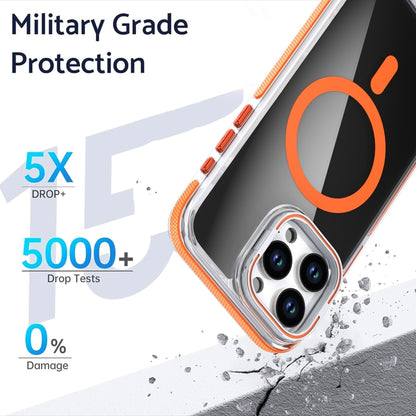 For iPhone 16 Pro Max Magsafe Dual-Color Transparent Black Lens Holder Phone Case(Orange) - iPhone 16 Pro Max Cases by PMC Jewellery | Online Shopping South Africa | PMC Jewellery | Buy Now Pay Later Mobicred