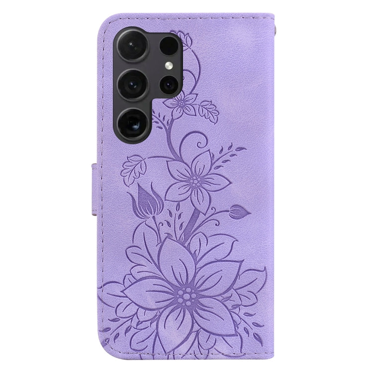 For Samsung Galaxy S25 Ultra 5G Lily Embossed Leather Phone Case(Purple) - Galaxy S25 Ultra 5G Cases by PMC Jewellery | Online Shopping South Africa | PMC Jewellery | Buy Now Pay Later Mobicred