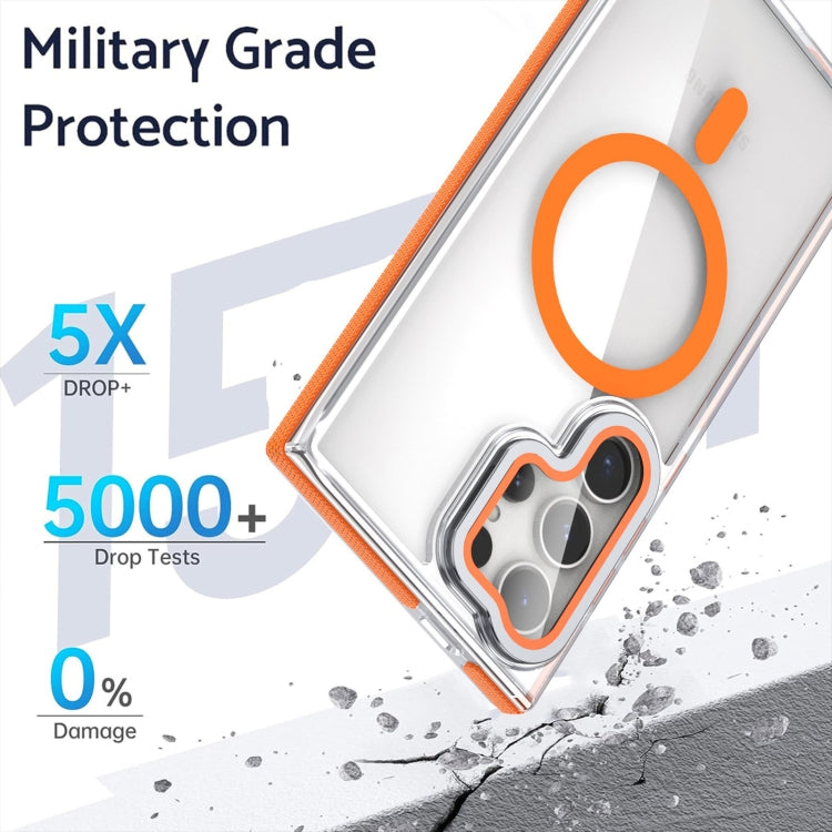 For Samsung Galaxy S24 Ultra 5G Dual-Color Clear Acrylic Hybrid TPU MagSafe Lens Film Phone Case with Holder(White) - Galaxy S24 Ultra 5G Cases by PMC Jewellery | Online Shopping South Africa | PMC Jewellery | Buy Now Pay Later Mobicred