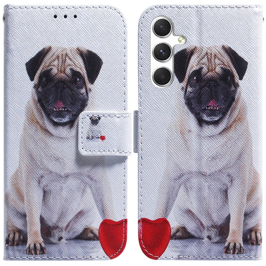 For Samsung Galaxy S25 5G Coloured Drawing Flip Leather Phone Case(Pug) - Galaxy S25 5G Cases by PMC Jewellery | Online Shopping South Africa | PMC Jewellery | Buy Now Pay Later Mobicred