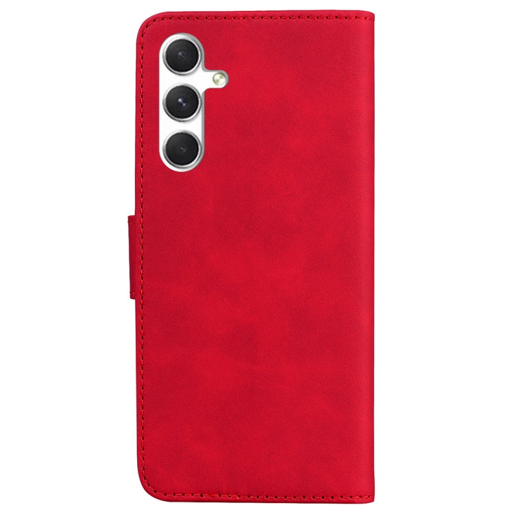 For Samsung Galaxy S25 5G Skin Feel Pure Color Flip Leather Phone Case(Red) - Galaxy S25 5G Cases by PMC Jewellery | Online Shopping South Africa | PMC Jewellery | Buy Now Pay Later Mobicred